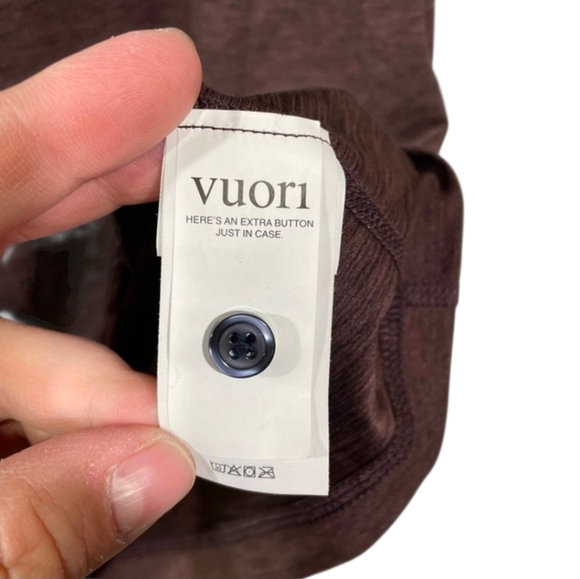 Vuori Long Sleeve Ease Performance Henley in Mahogany Heather - Picture 8 of 9